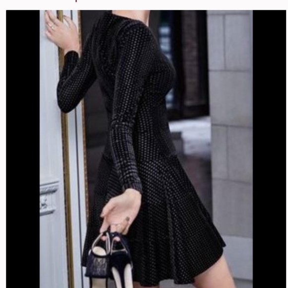 Ivanka Trump Dresses & Skirts - Ivanka Trump Black Textured Long Sleeve Velvet Party Dress
